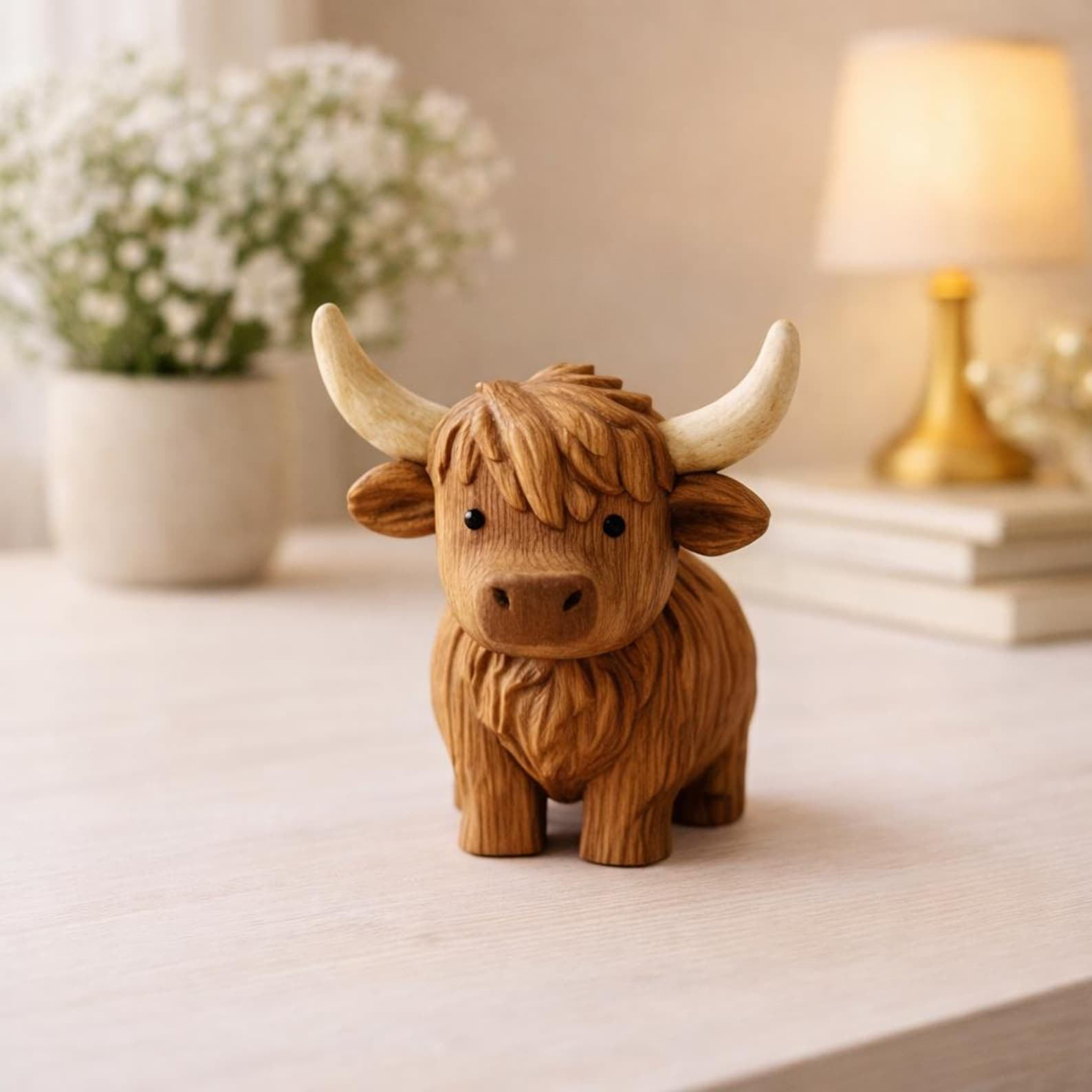 Highland Cow Figurine Resin Desk Decor Sculpture Brown 3-4 in image 2